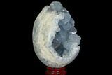 Crystal Filled Celestine (Celestite) Egg Geode - Madagascar #119360-2